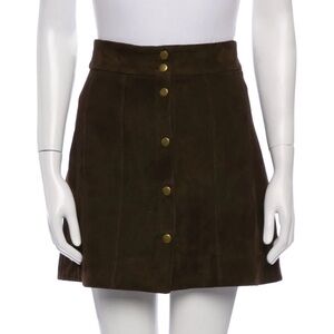 FRAME Dark Brown Suede Mini Skirt - Size 25